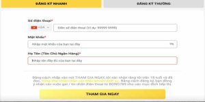 Chi tiết giao diện đăng ký Bong789