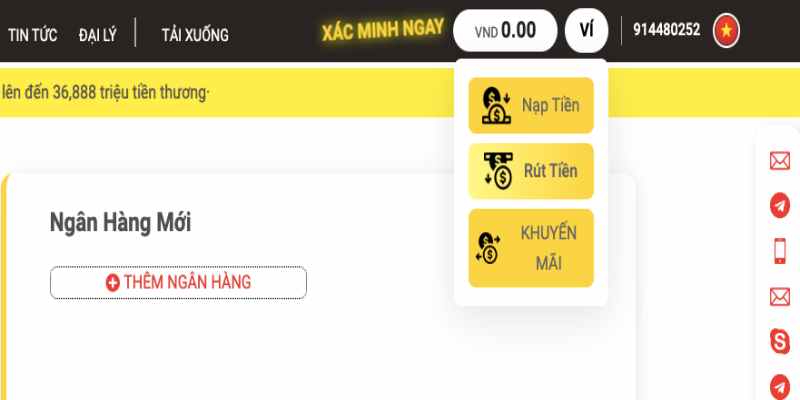 Lưu ý gửi tiền Bong789